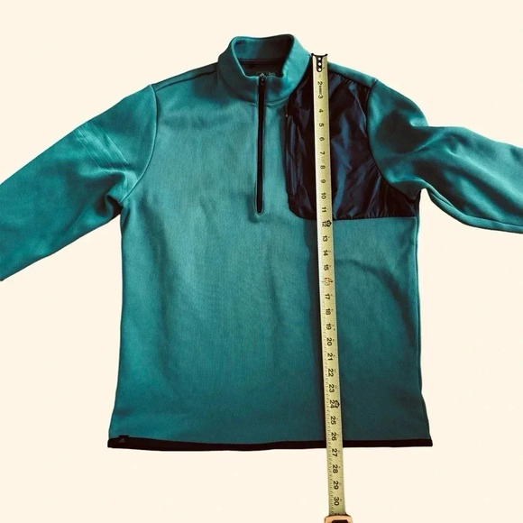 Adidas Golf Green Sweater Pullover 1/4 Zip Mock Neck Long Sleeve Indian Logo M - Picture 3 of 10